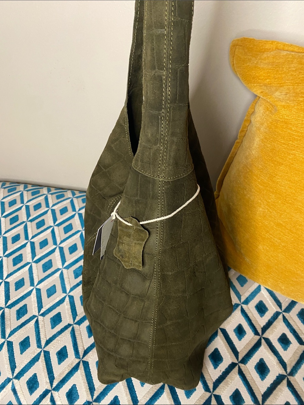 NWT! Haute Hippie Genuine Suede Olive Green Slouchy Hobo w/ Detachable Small Bag - Picture 5 of 9